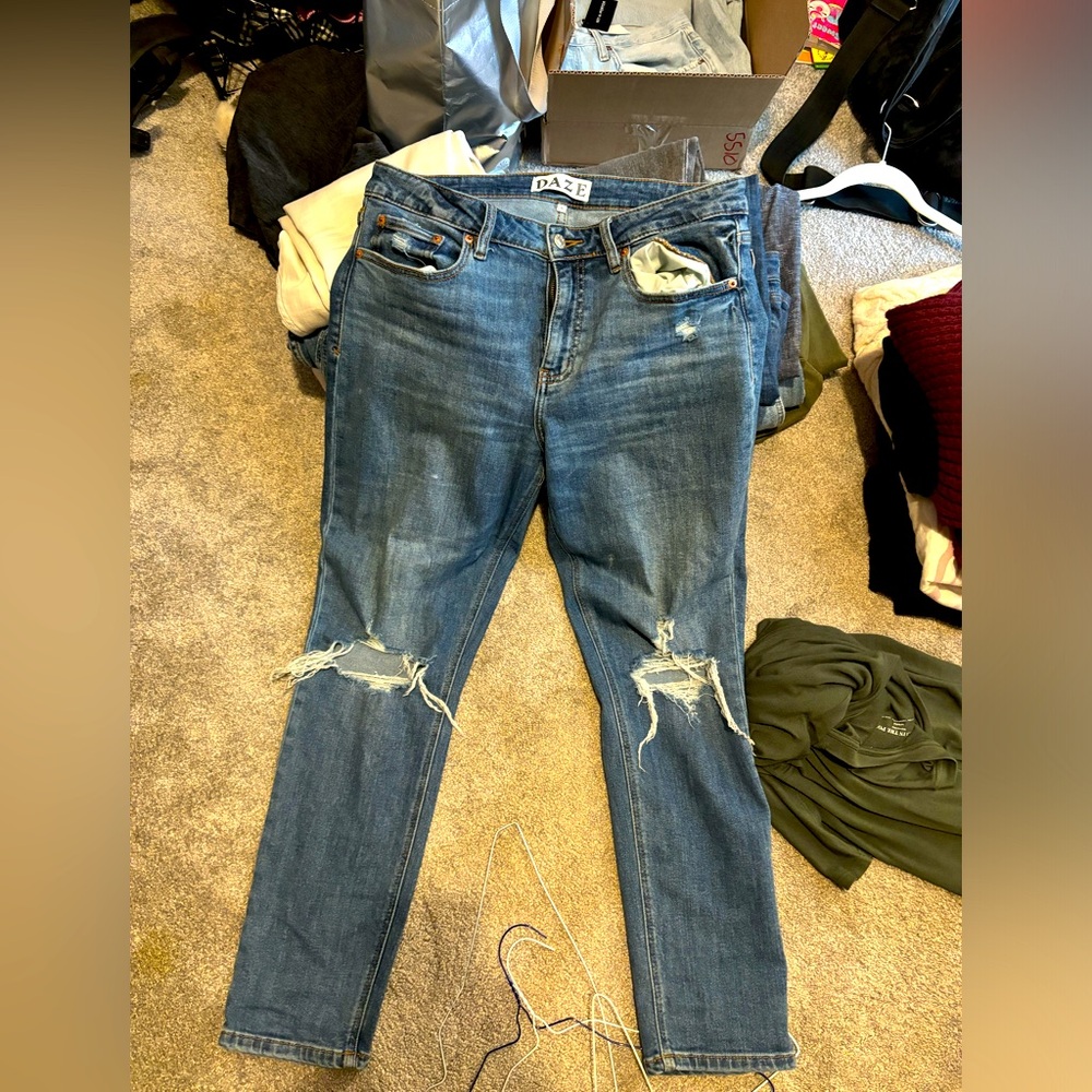 High Waisted Distressed Denim